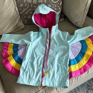 Cat & Jack Aqua Raincoat with Rainbow Accents